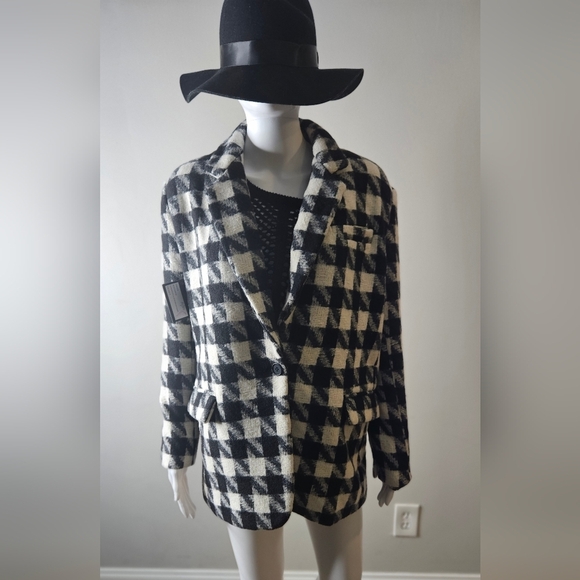 Blank NYC Oversized Houdstooth Print Blazer SZ SM - Picture 2 of 6